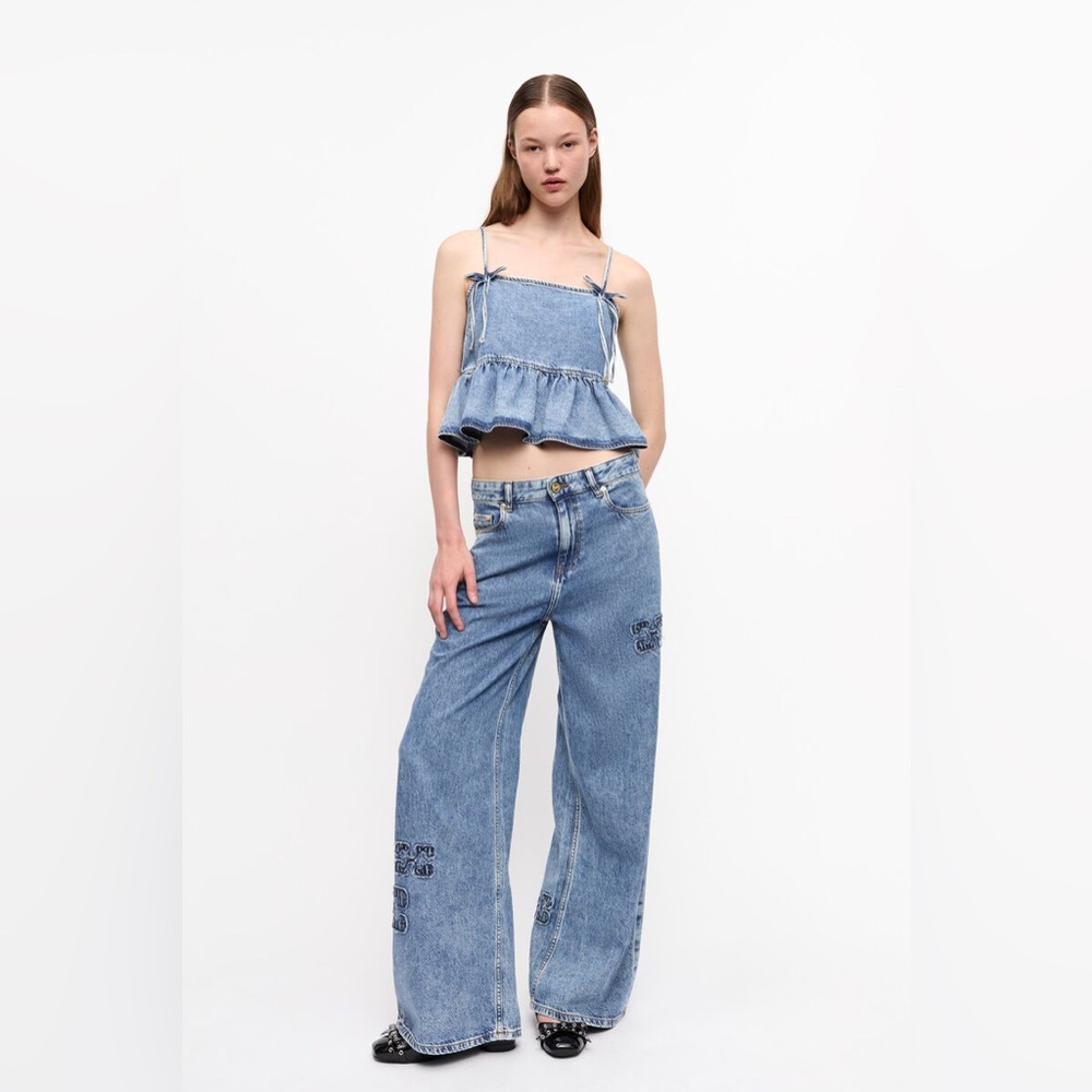 Ganni Blue Jeans Wide Leg Size 29 - Picture 2 of 9